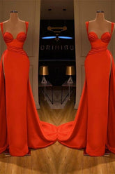 Beautiful Red Starps Sweetheart Long Prom Dress With Split